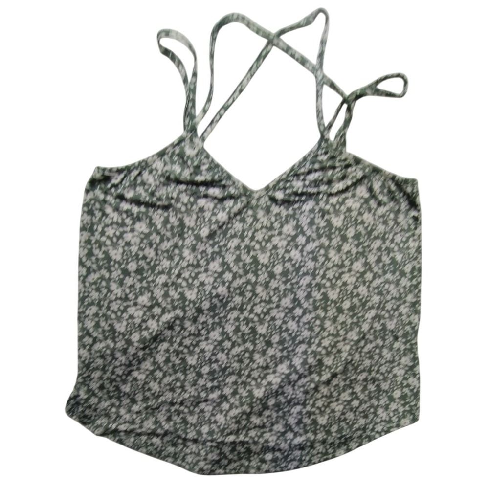 Papermoon Floral Cami Top Cross Back Sleeveless Casual Green Size‎ L